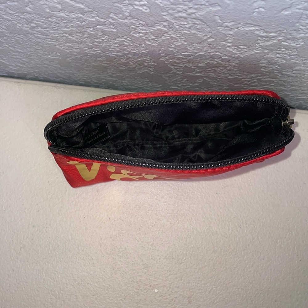 VICTORIA'S SECRET MAKEUP BAG VS Mini Makeup Bag Purse size Makeup Bag 👛Red Gold - Picture 7 of 11